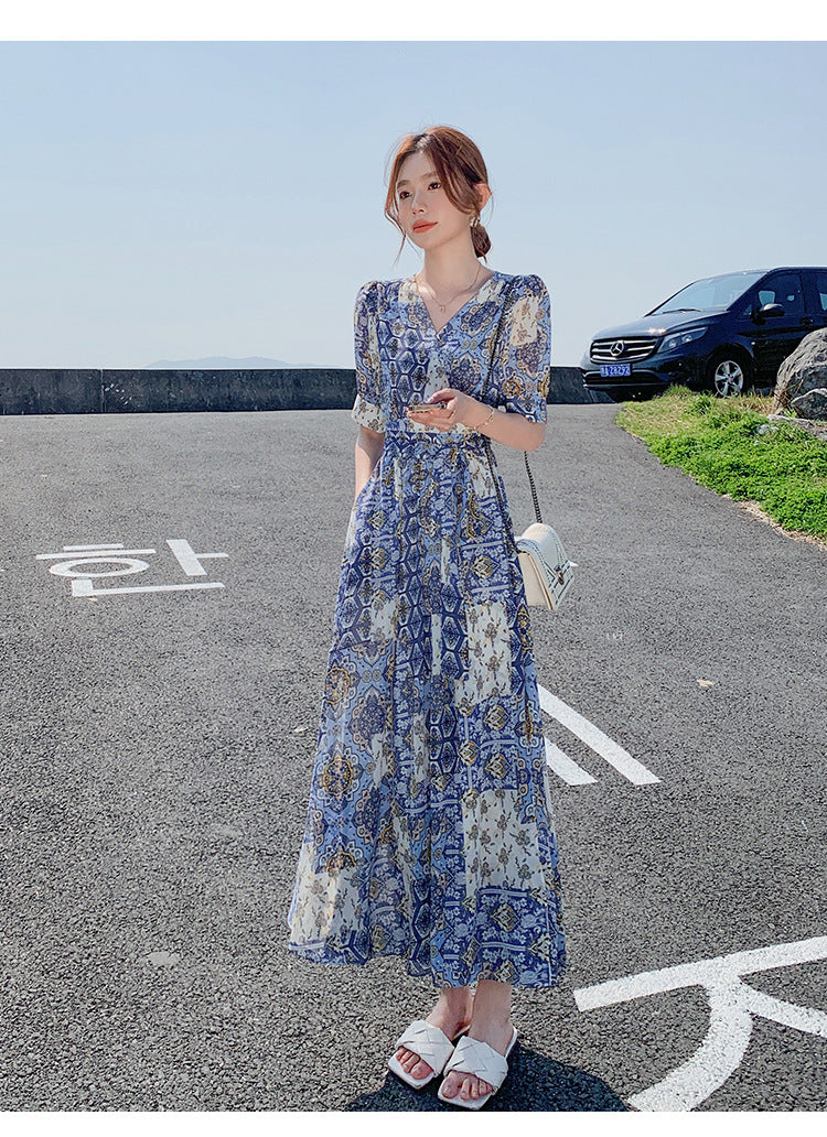Elegant Floral-print Chic Dress