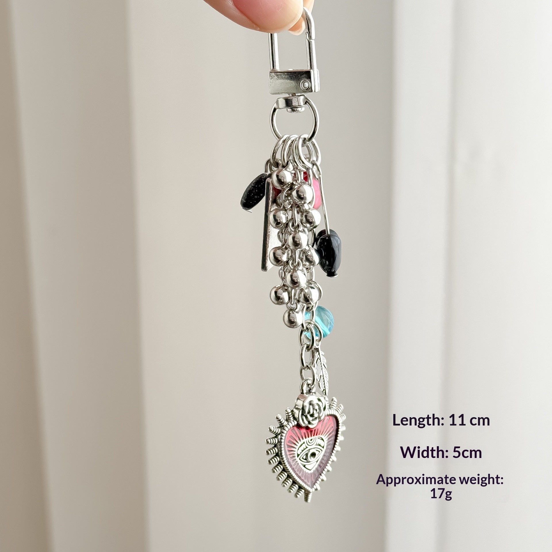 Dark Red Heart Beaded Personalized Fashion Keychain