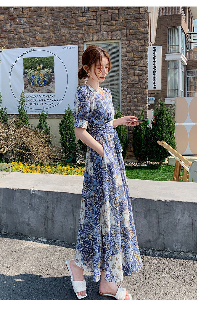 Elegant Floral-print Chic Dress