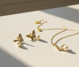 Butterfly & Pearl Drop Set