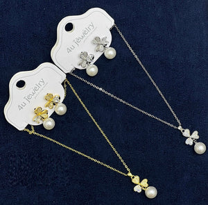 Butterfly & Pearl Pendant Jewelry Set