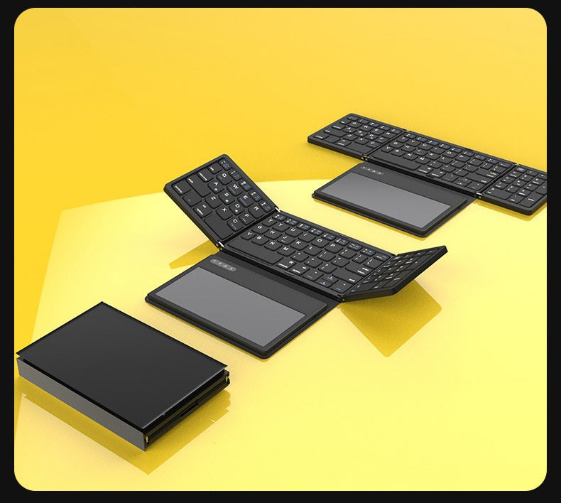 New B055 Business Leather Large Touch Version Bluetooth Folding Keyboard zam