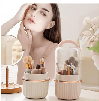 360 Rotating Large Capacity Transparent Makeup Brush Storage Box