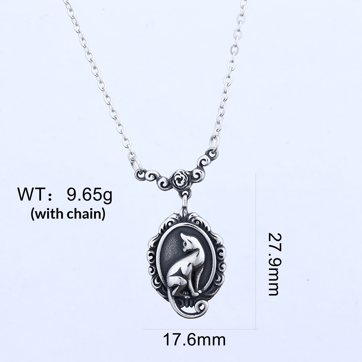 3D Cat Wreath Pendant Necklace In Titanium Steel