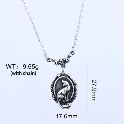 3D Cat Wreath Pendant Necklace In Titanium Steel