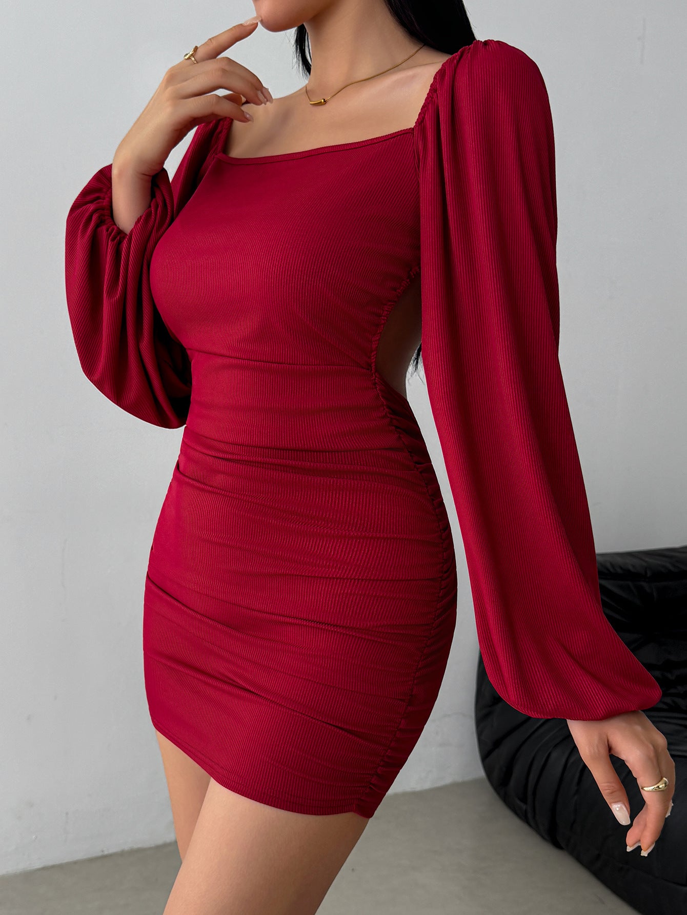 Elegant Casual Autumnwinter Dress With Long Sleeves