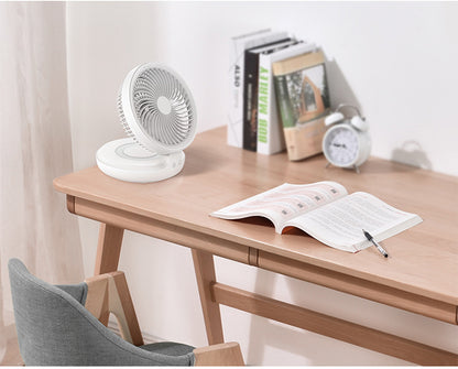 Wireless Suspended Air Circulation Fan USB Rechargeable Folding Electric Fan Night Light Touch Control 4 Wind Speed