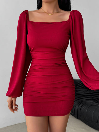 Elegant Casual Autumnwinter Dress With Long Sleeves