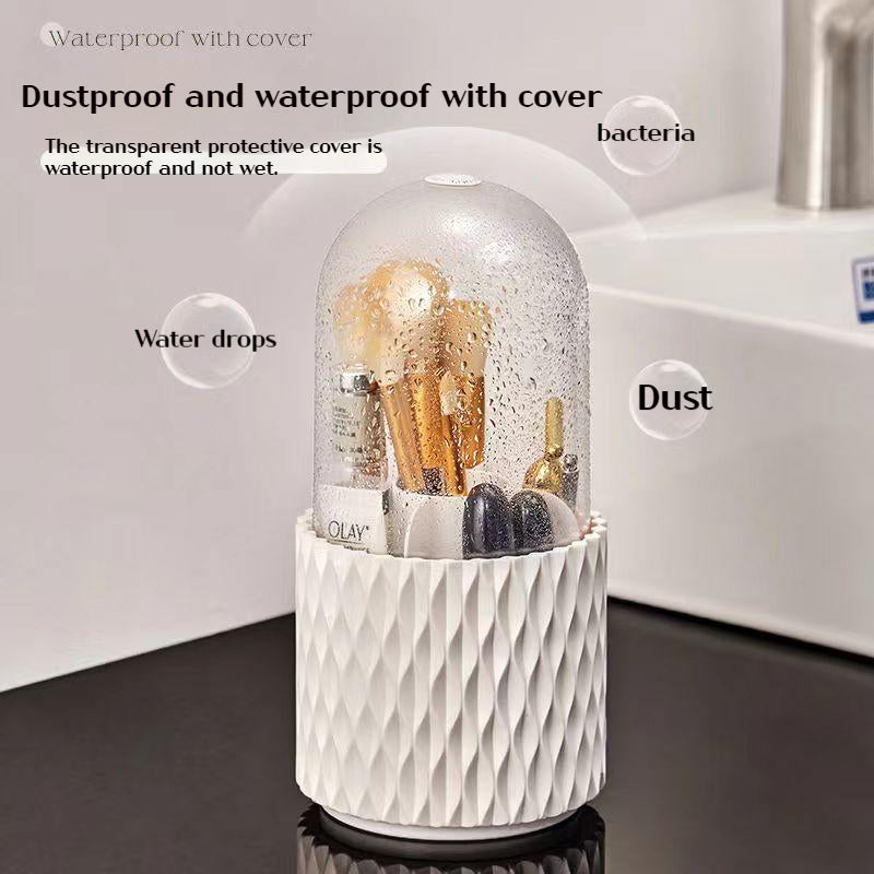 360 Rotating Large Capacity Transparent Makeup Brush Storage Box
