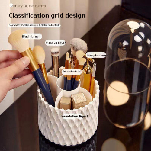 360 Rotating Large Capacity Transparent Makeup Brush Storage Box