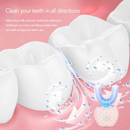 360 Degrees Intelligent Automatic Electric Toothbrush Waterproof U Type Tooth Brush Whitening Blue Light USB Charging