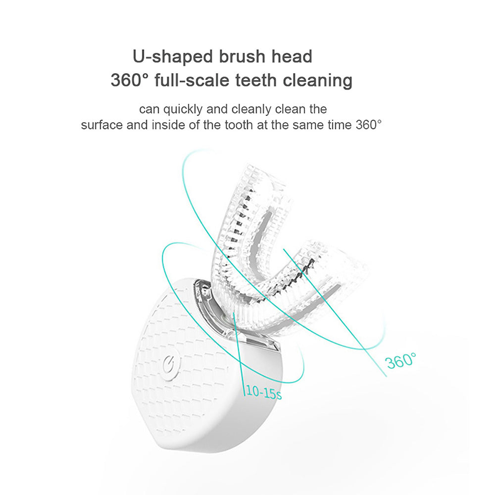 360 Degrees Intelligent Automatic Electric Toothbrush Waterproof U Type Tooth Brush Whitening Blue Light USB Charging