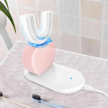 360 Degrees Intelligent Automatic Electric Toothbrush Waterproof U Type Tooth Brush Whitening Blue Light USB Charging