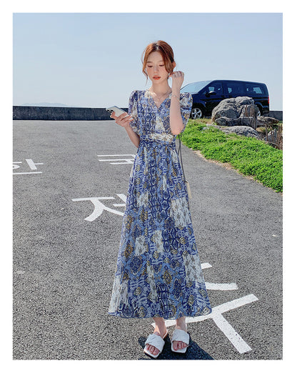 Elegant Floral-print Chic Dress