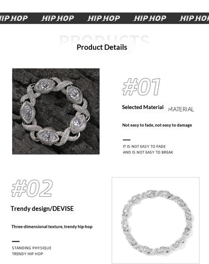 Exaggerated 15mm Zircon Infinity Eyes 8-Shape Cuban Necklace