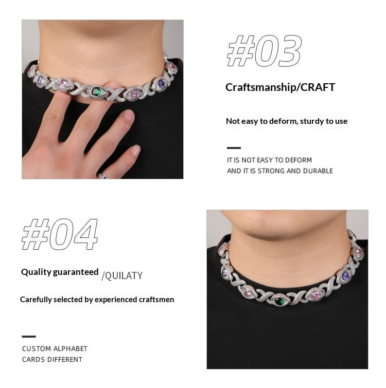 Exaggerated 15mm Zircon Infinity Eyes 8-Shape Cuban Necklace