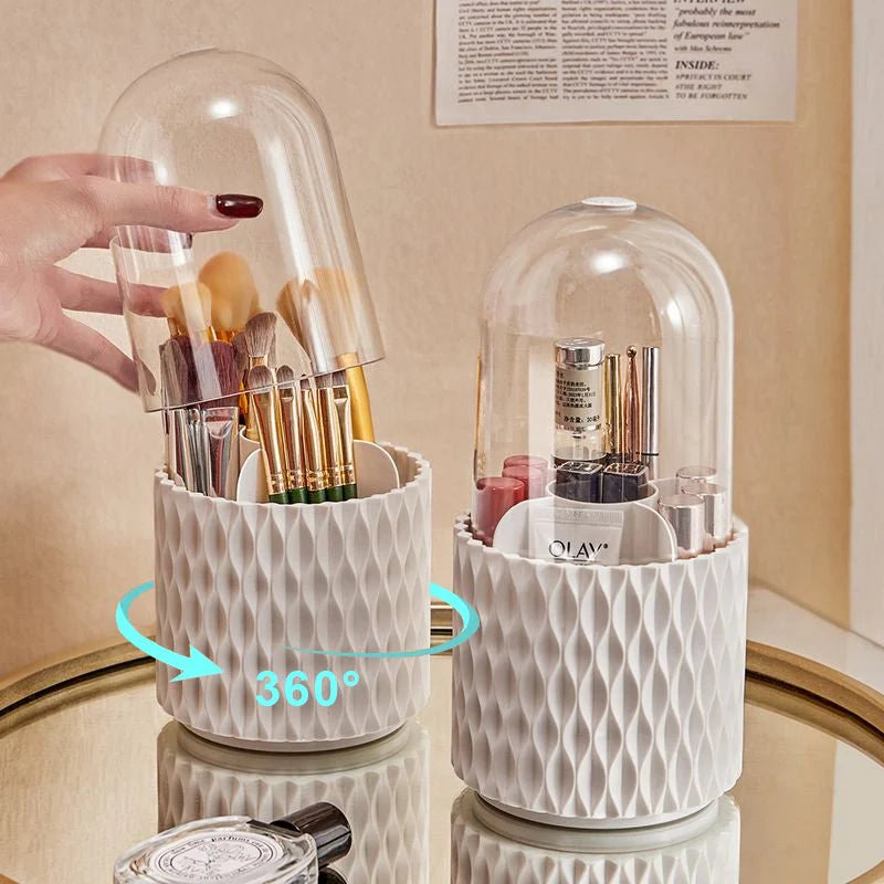 360 Rotating Large Capacity Transparent Makeup Brush Storage Box