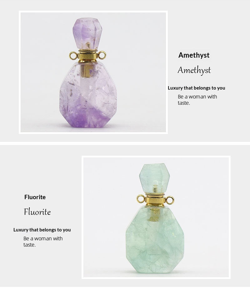 Fluorite Essential Oil Bottle Pendant Necklace Accessory