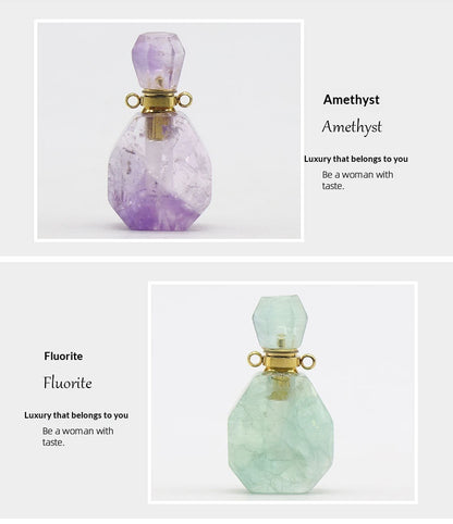 Fluorite Essential Oil Bottle Pendant Necklace Accessory