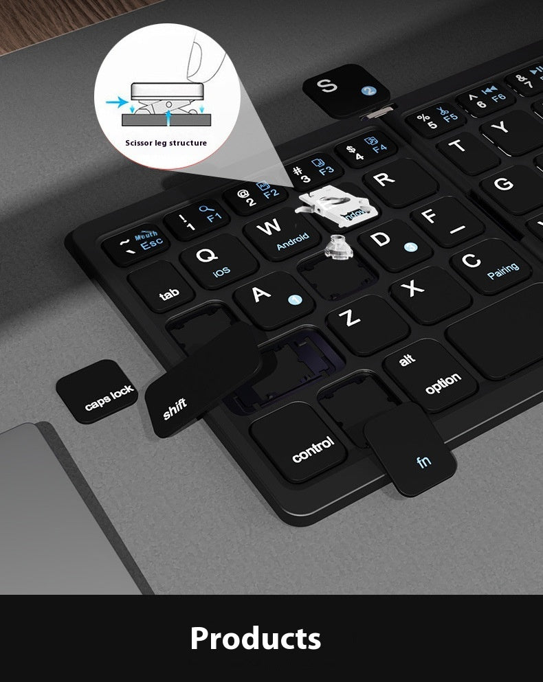 New B055 Business Leather Large Touch Version Bluetooth Folding Keyboard zam