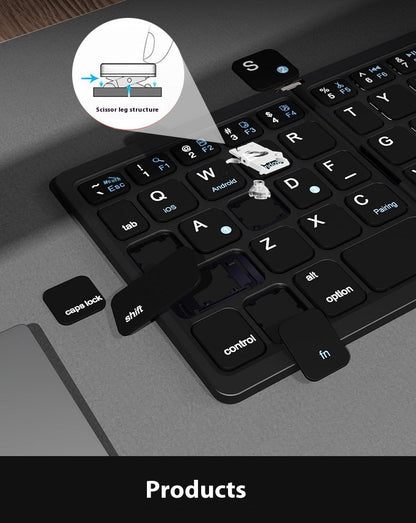 New B055 Business Leather Large Touch Version Bluetooth Folding Keyboard zam