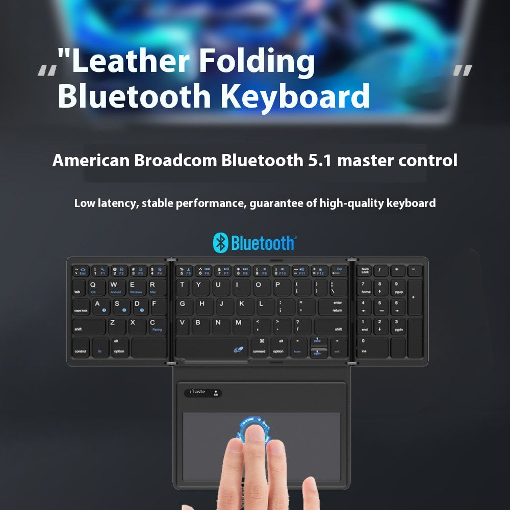 New B055 Business Leather Large Touch Version Bluetooth Folding Keyboard zam