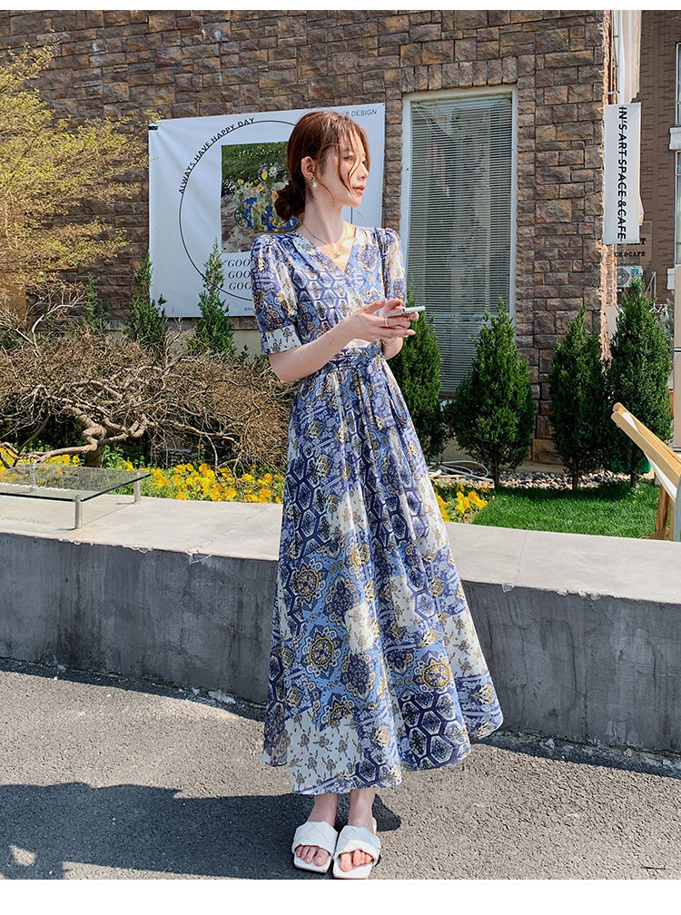Elegant Floral-print Chic Dress
