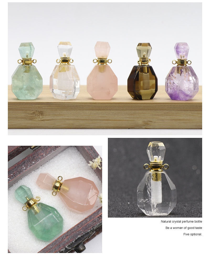 Fluorite Essential Oil Bottle Pendant Necklace Accessory