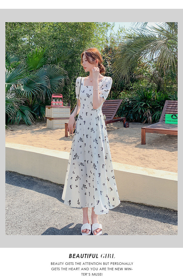Pastoral-style White Floral-print Dress