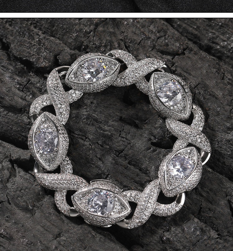 Exaggerated 15mm Zircon Infinity Eyes 8-Shape Cuban Necklace