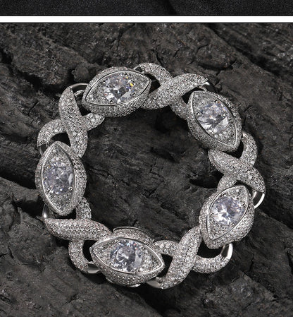 Exaggerated 15mm Zircon Infinity Eyes 8-Shape Cuban Necklace
