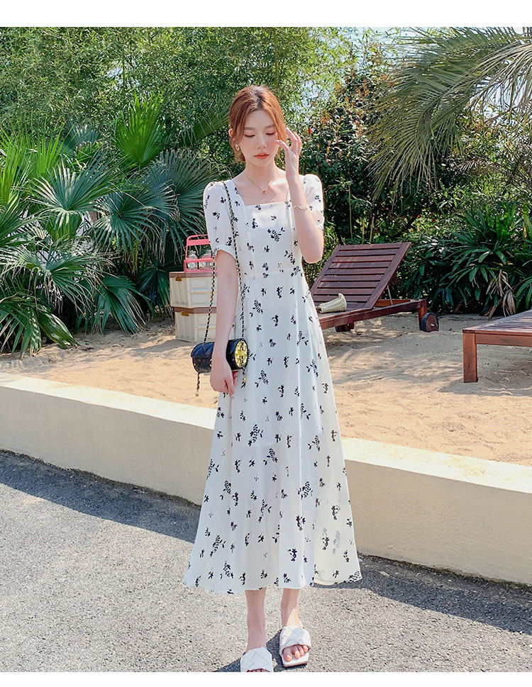 Pastoral-style White Floral-print Dress