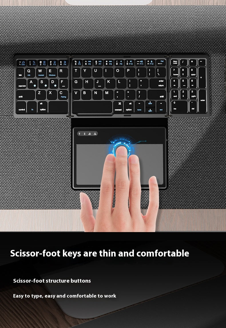 New B055 Business Leather Large Touch Version Bluetooth Folding Keyboard zam