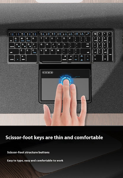 New B055 Business Leather Large Touch Version Bluetooth Folding Keyboard zam