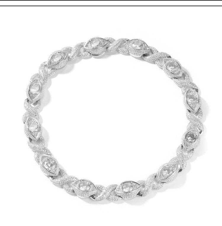 Exaggerated 15mm Zircon Infinity Eyes 8-Shape Cuban Necklace