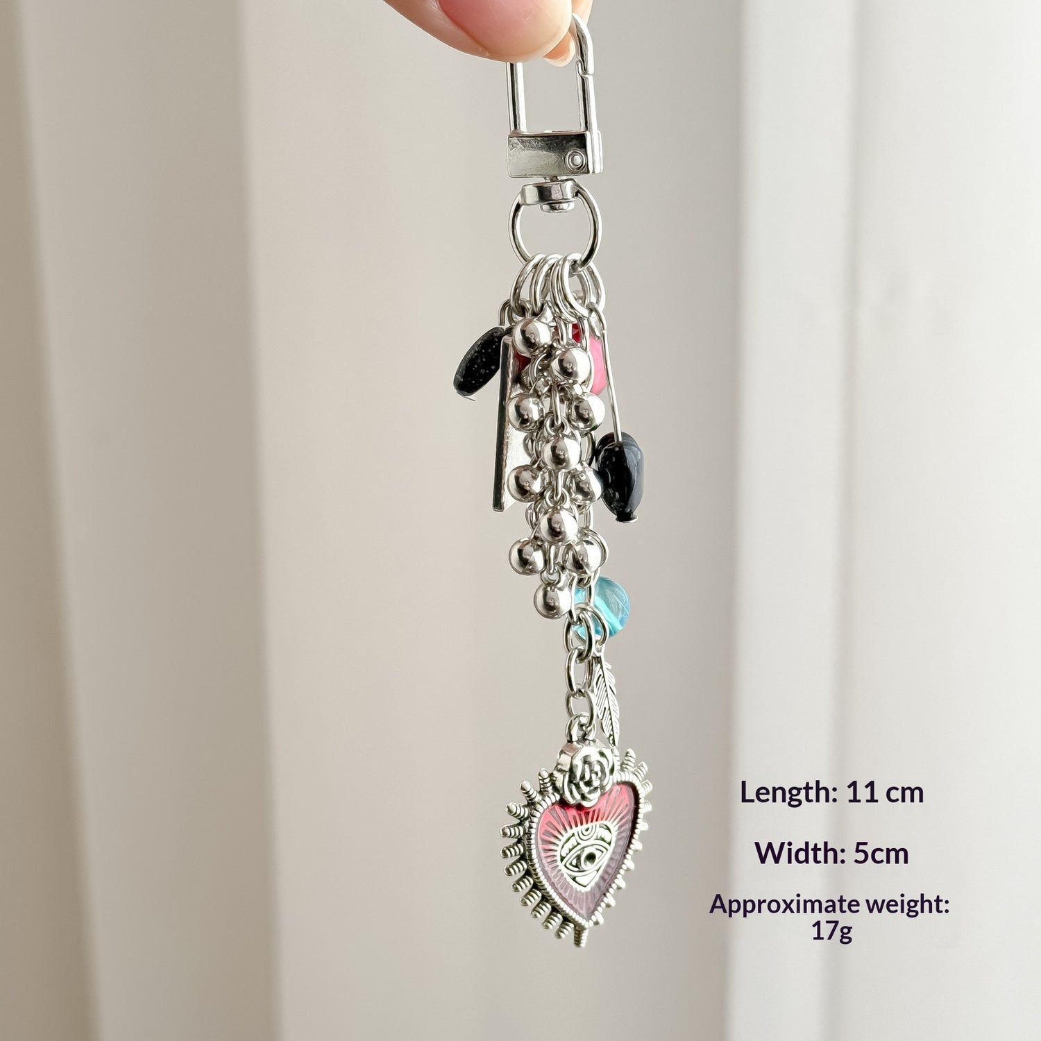 Dark Red Heart Beaded Personalized Fashion Keychain