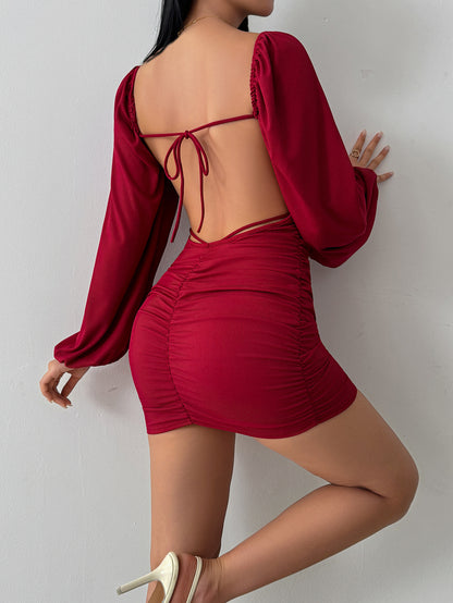 Elegant Casual Autumnwinter Dress With Long Sleeves