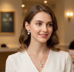 Butterfly &amp; Pearl Drop Set