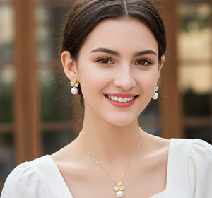 Butterfly &amp; Pearl Pendant Jewelry Set