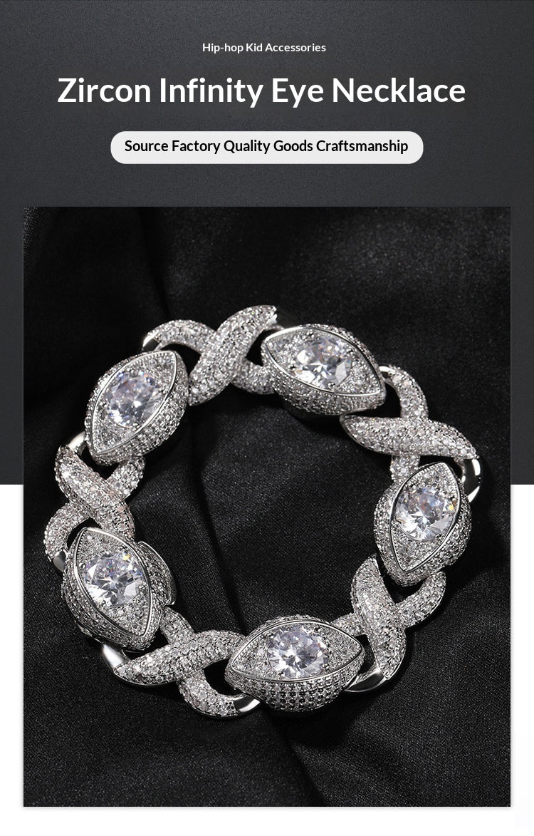 Exaggerated 15mm Zircon Infinity Eyes 8-Shape Cuban Necklace