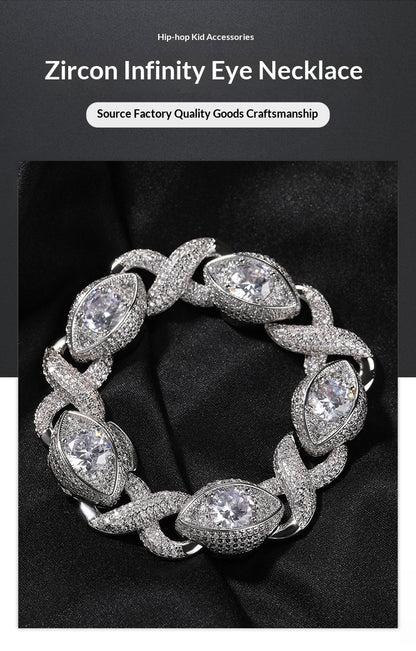 Exaggerated 15mm Zircon Infinity Eyes 8-Shape Cuban Necklace