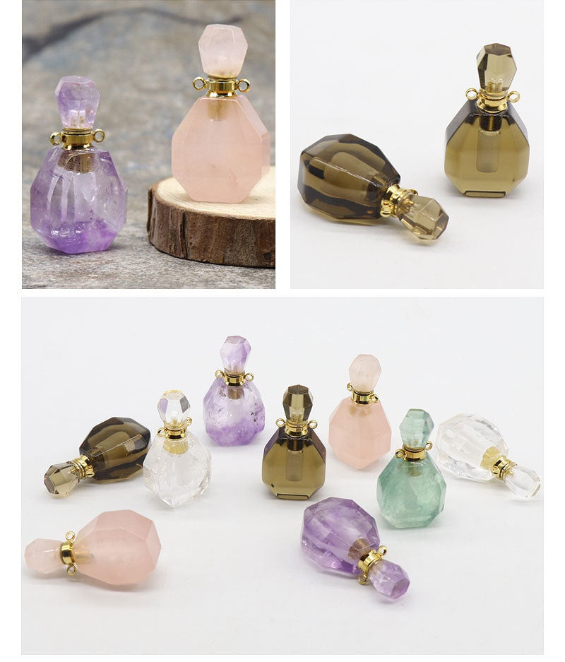 Fluorite Essential Oil Bottle Pendant Necklace Accessory