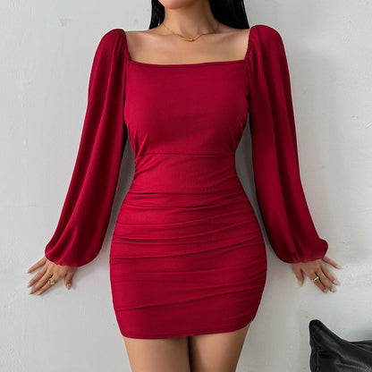 Elegant Casual Autumnwinter Dress With Long Sleeves