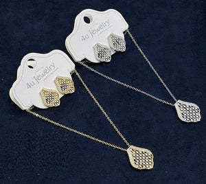 Filigree Waterdrop Pave Jewelry Set
