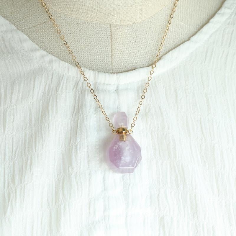 Fluorite Essential Oil Bottle Pendant Necklace Accessory