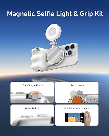 TELESIN Magnetic Camera Grip &amp; LED Selfie Light – Pro Content Creator Bundle