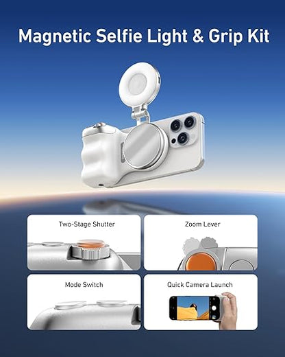 TELESIN Magnetic Camera Grip &amp; LED Selfie Light – Pro Content Creator Bundle