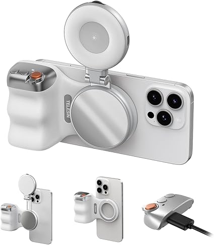 TELESIN Magnetic Camera Grip &amp; LED Selfie Light – Pro Content Creator Bundle