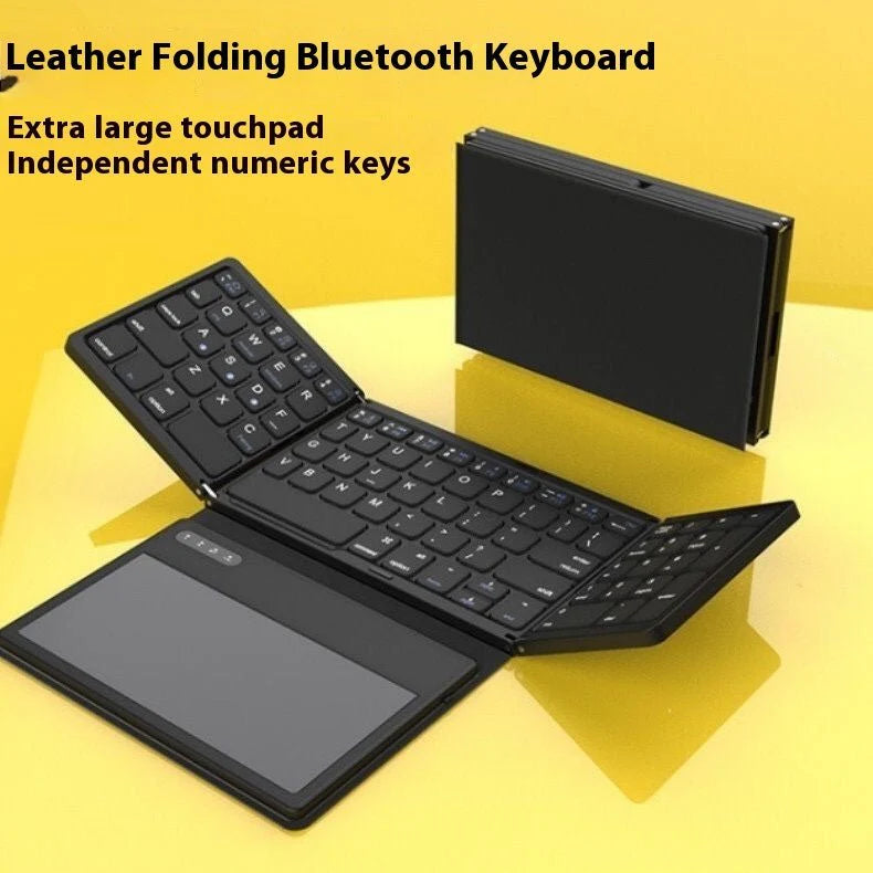 New B055 Business Leather Large Touch Version Bluetooth Folding Keyboard zam
