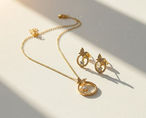 Open Circle Butterfly &amp; Solitaire Set
